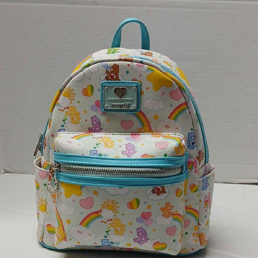 Loungefly Care Bears 40th Anniversary Rainbow AOP Faux Leather Mini Backpack